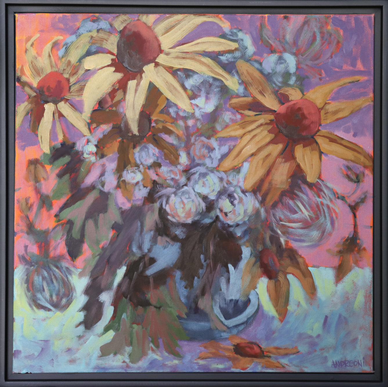 Cone Flowers Print 18x18 inches