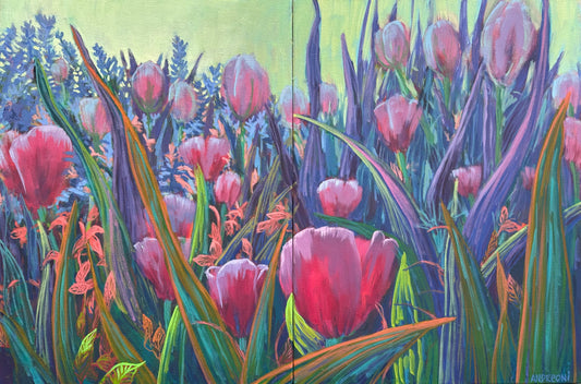 "NEW" Tulips of Luxembourg, Diptyque (2 of 2) 24x36 in