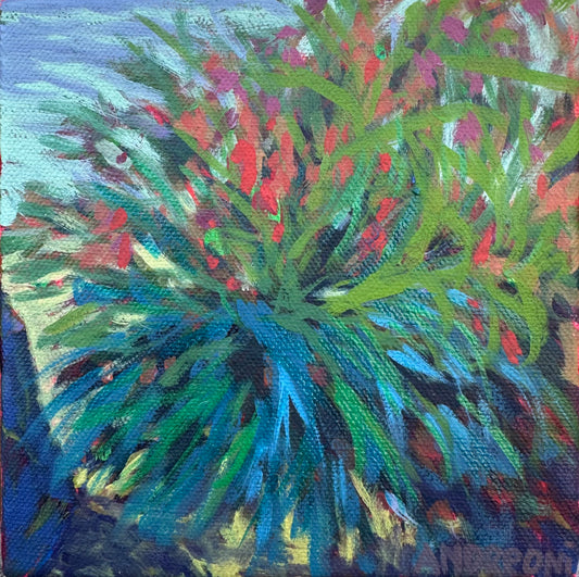 Mini Painting: Coral Fountain Grass 6x6 inches