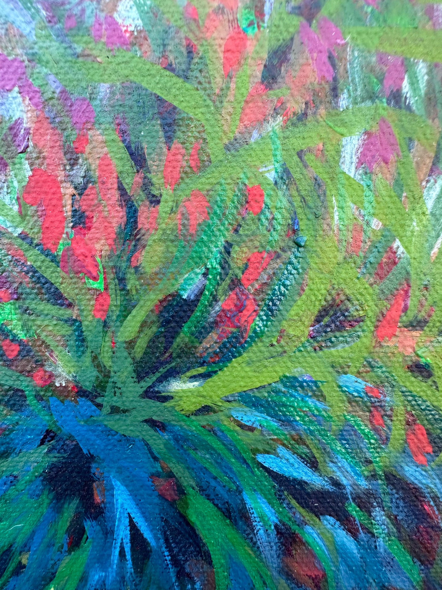 Mini Painting: Coral Fountain Grass 6x6 inches