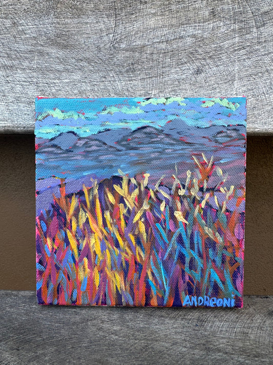 Mini Painting: Desert Mountain Grasses 6x6 inches