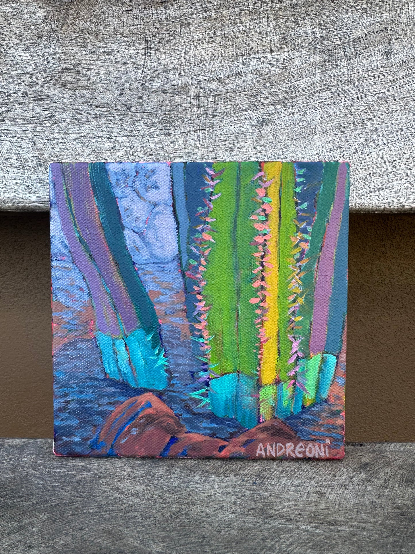 Mini Painting: Mexican Fence Post Cactus 6x6 inches