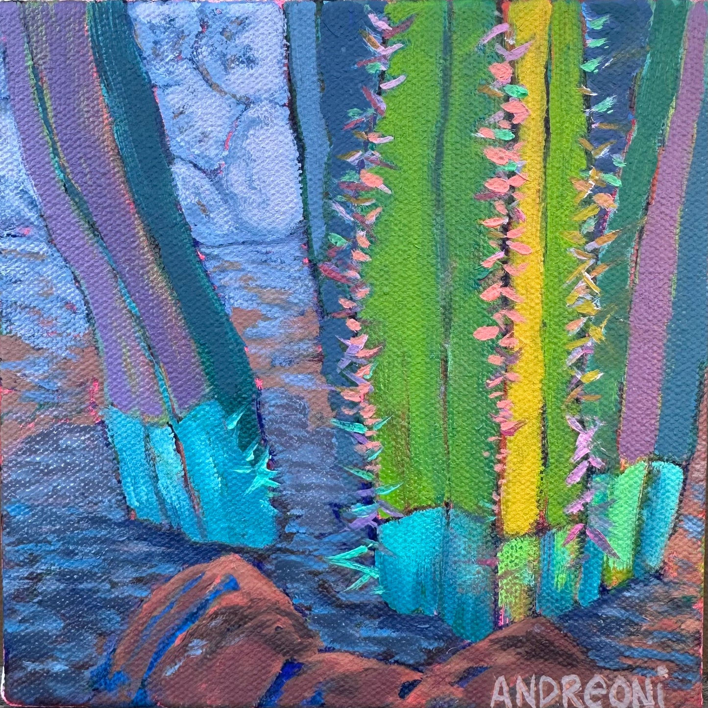 Mini Painting: Mexican Fence Post Cactus 6x6 inches